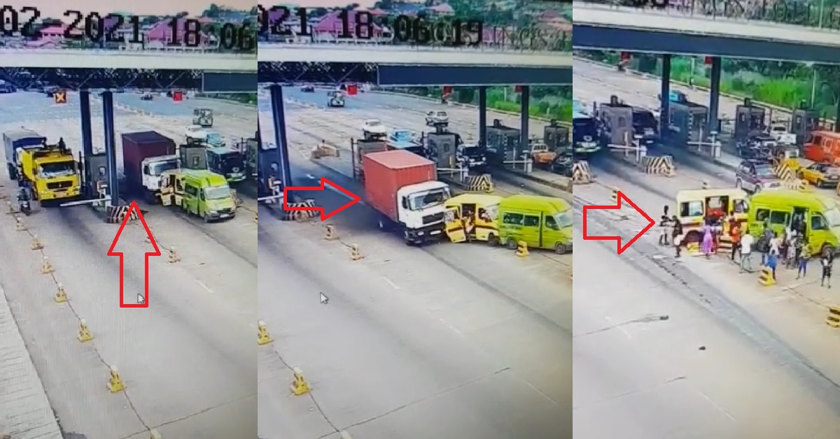 Many Escape Death as Container Crushes 2 Vehicles at Hastings Toll Gate