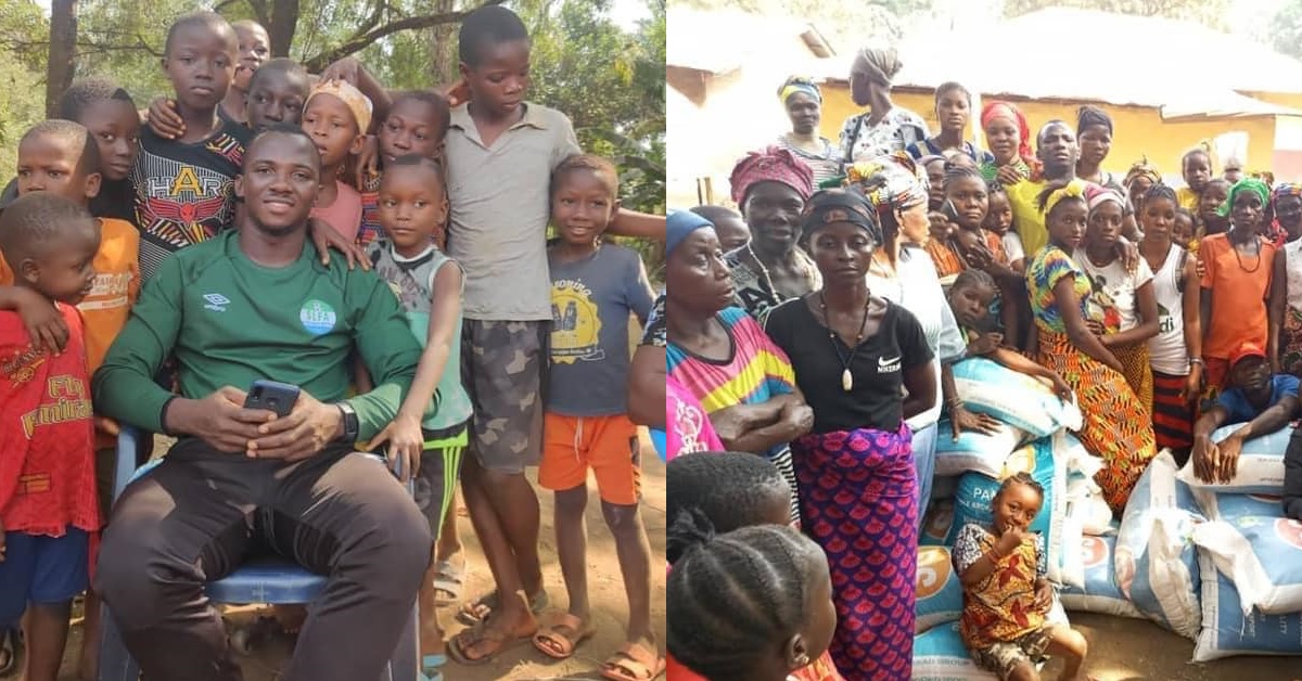 Leone Stars Goal Keeper, Mohamed Kamara Donates Bags of Rice to Residents in His Home Town Kambia