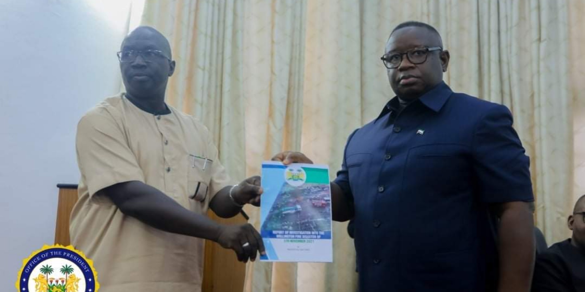 President Bio Receives Reports From Task Force Set up to Investigate Wellington Fire Disaster