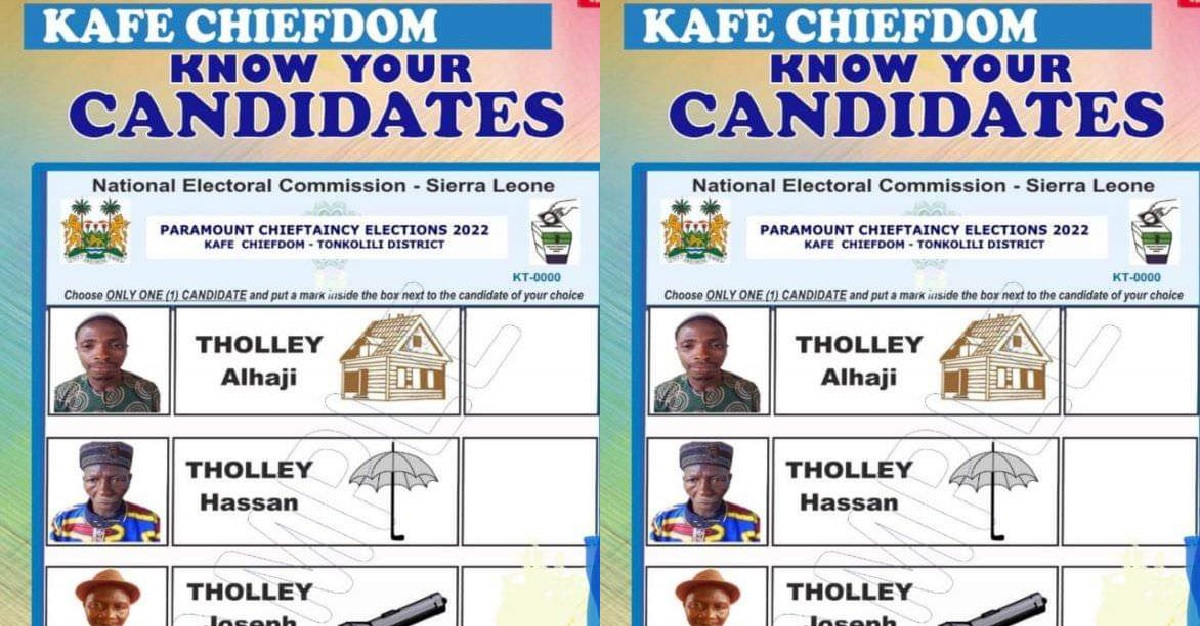 Kafe Chiefdom Goes To Election On Sunday