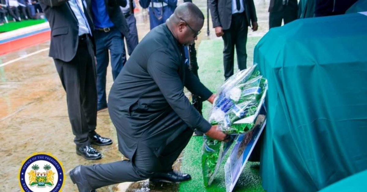 President Bio Joins Mourners at Funeral Honours and Ceremonies for Six Police Personnel, Calls for National Unity