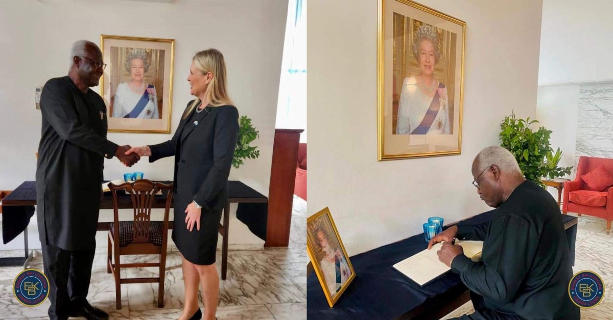 Former President Koroma Signs Book Of Condolence in Honour of Late Queen Elizabeth ll