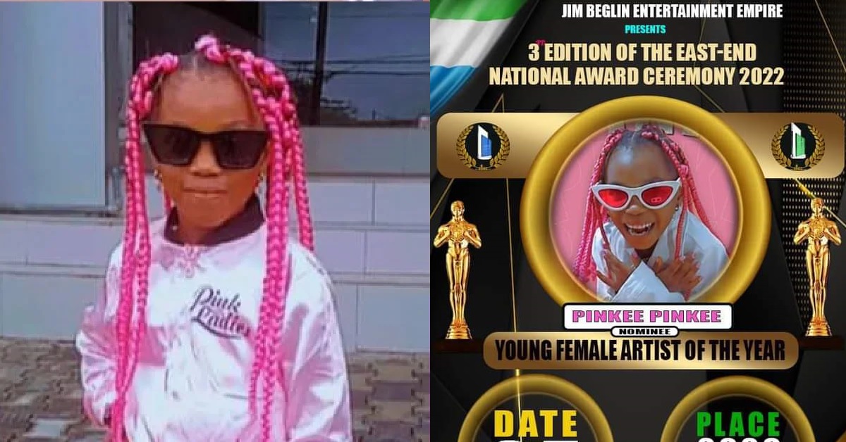 Sierra Leone Youngest Female Rapper, Pinkee Pinkee Nominated in The East-End National Award Ceremony 2022