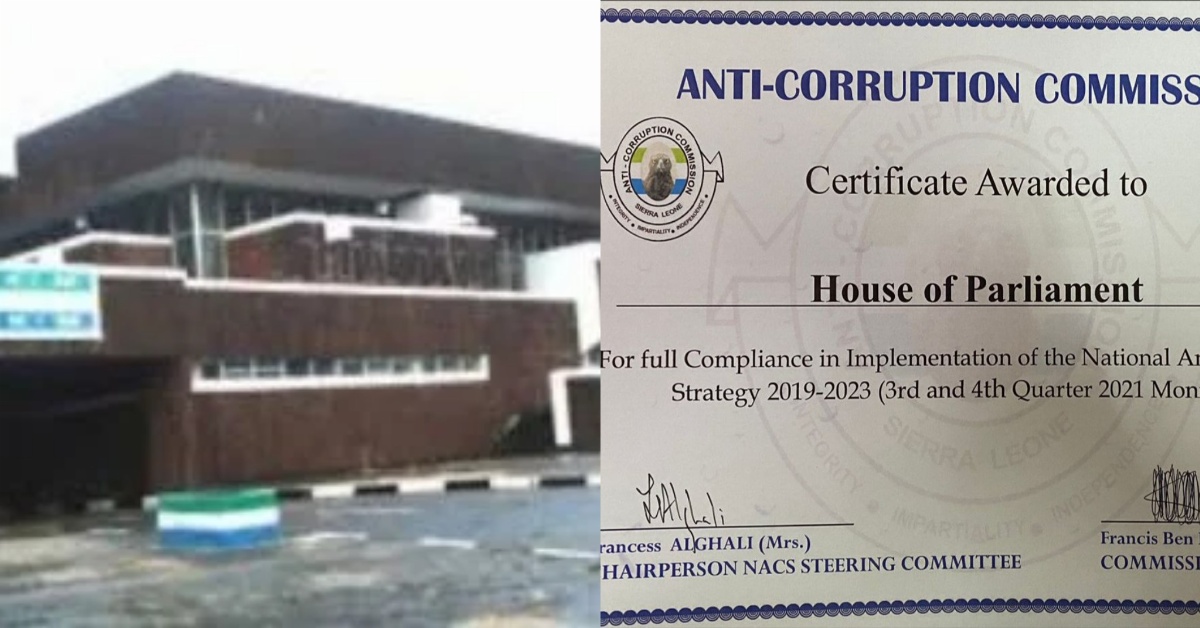 Parliament Receives Anti-Corruption Award