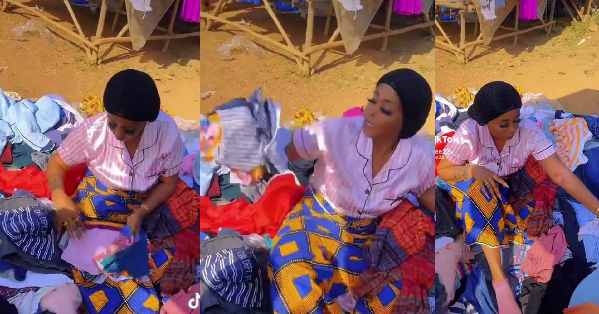 Star Zee Spotted Dressed Like Local Marketer, Selling Men’s Boxers at Magbele Luma