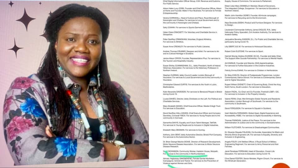 Sierra Leone’s FGM Activist, Alimatu Dimonekene, Awarded The Most Excellent Order of The British Empire