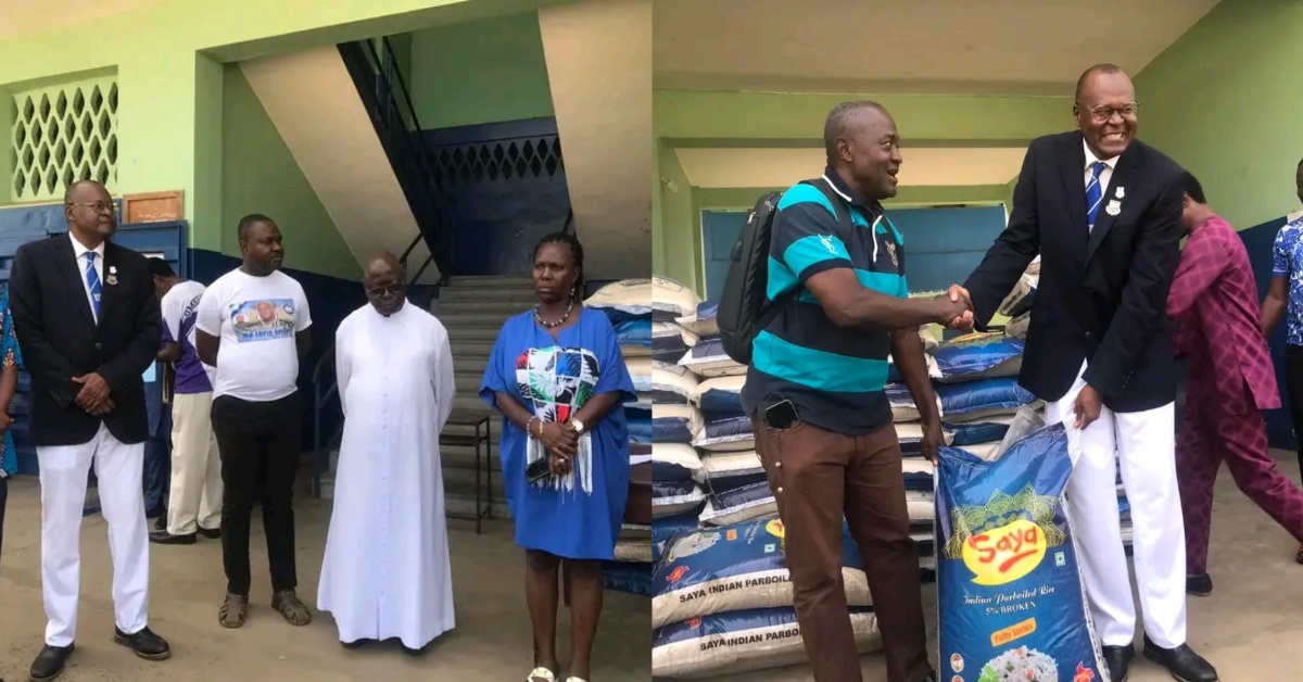 Professor Alusine Jalloh Boosts St Edward’s Secondary School Teachers With Bags of Rice