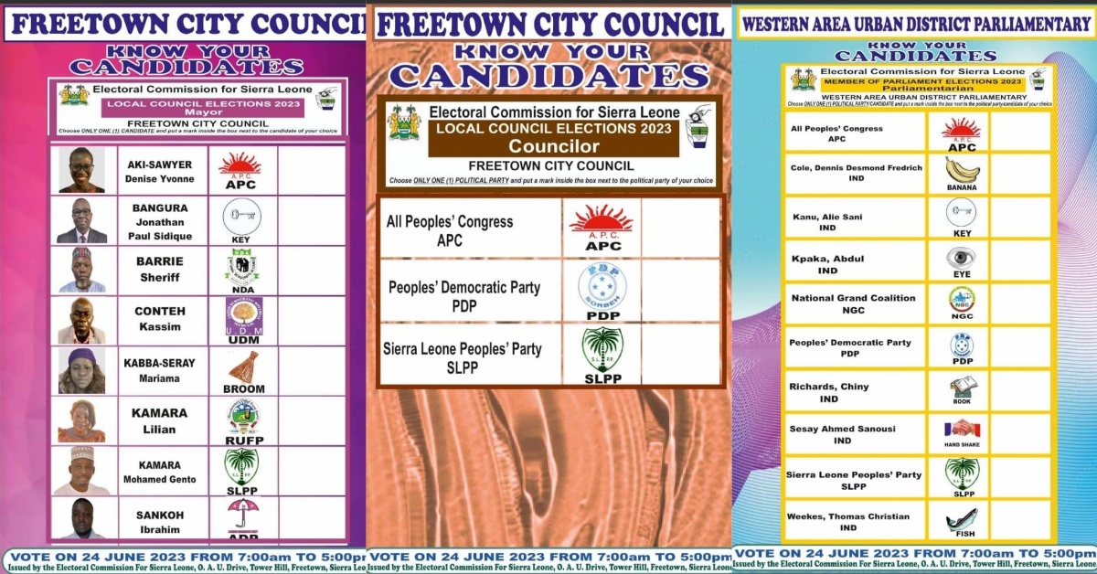 2023 Elections: Meet the Political Candidates For Western Area Urban