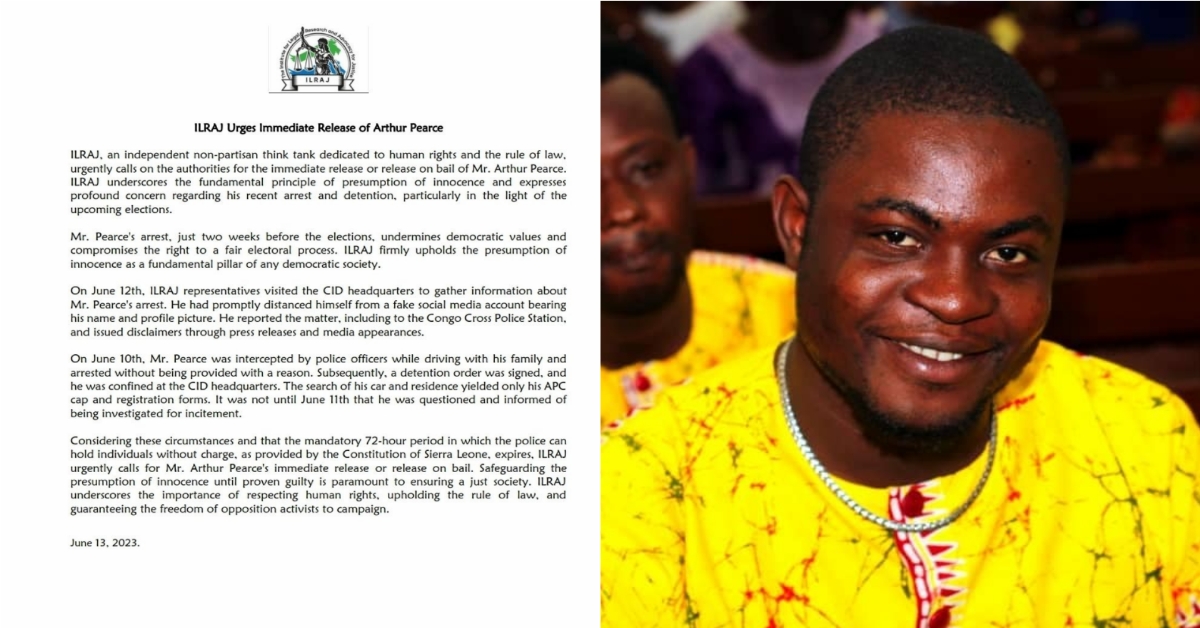 ILRAJ Calls For The Immediate Release of Arthur Pearce