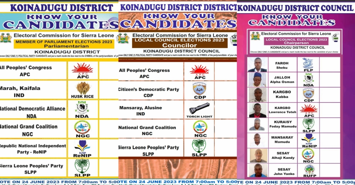 2023 Elections: List of Political Candidates in Koinadugu District