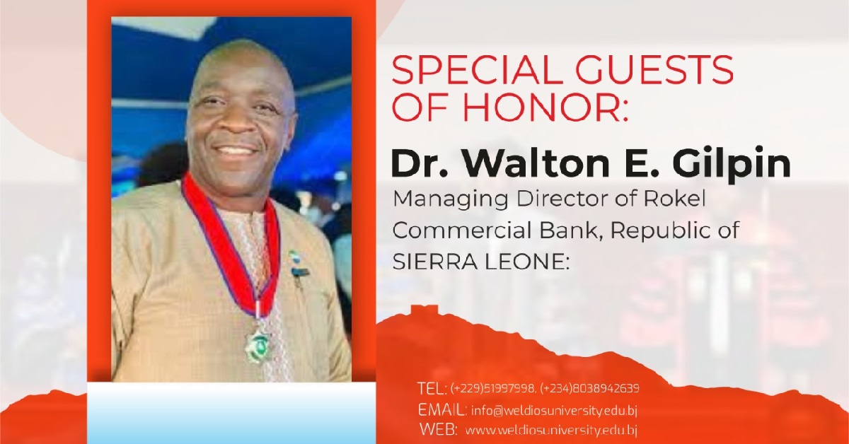 Weldios University Honours RC Bank MD, Dr. Gilpin as Special Guest of Honor