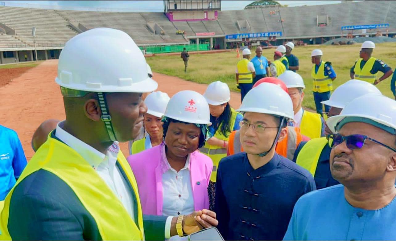 SLFA AGS Accompanies VP Juldeh Jalloh During an Inspection on The Siaka Steven Stadium Renovation