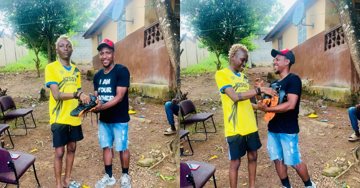 Rap Gee Donates Pair of Boots to East End Lion’s Captain Kemson Fofanah