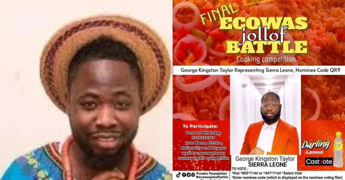 Sierra Leone’s George Taylor to Participate in ECOWAS Jollof Battle Cooking Competition