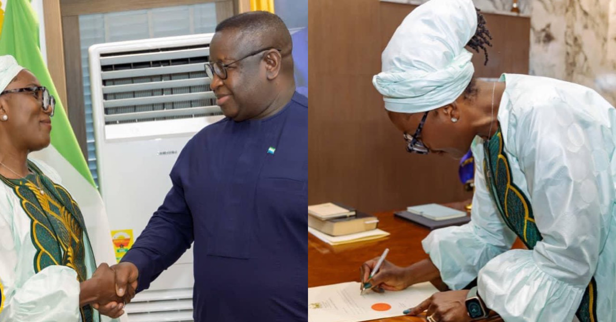 President Bio Swears In Mrs. Kadiatu Alie as Deputy Minister of Finance