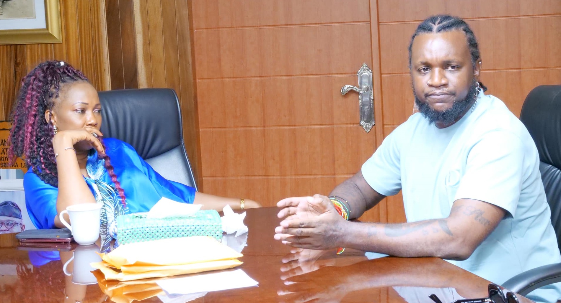 From Prison to First Lady’s Office: Rapper Bos La Meets Fatima Bio in Her Office