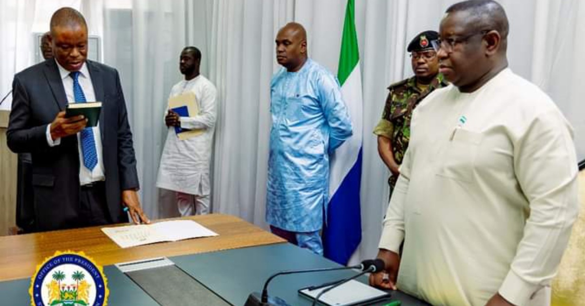 President Bio Administers Oath of Office on New Supreme Court Justice Abdulai Bangura