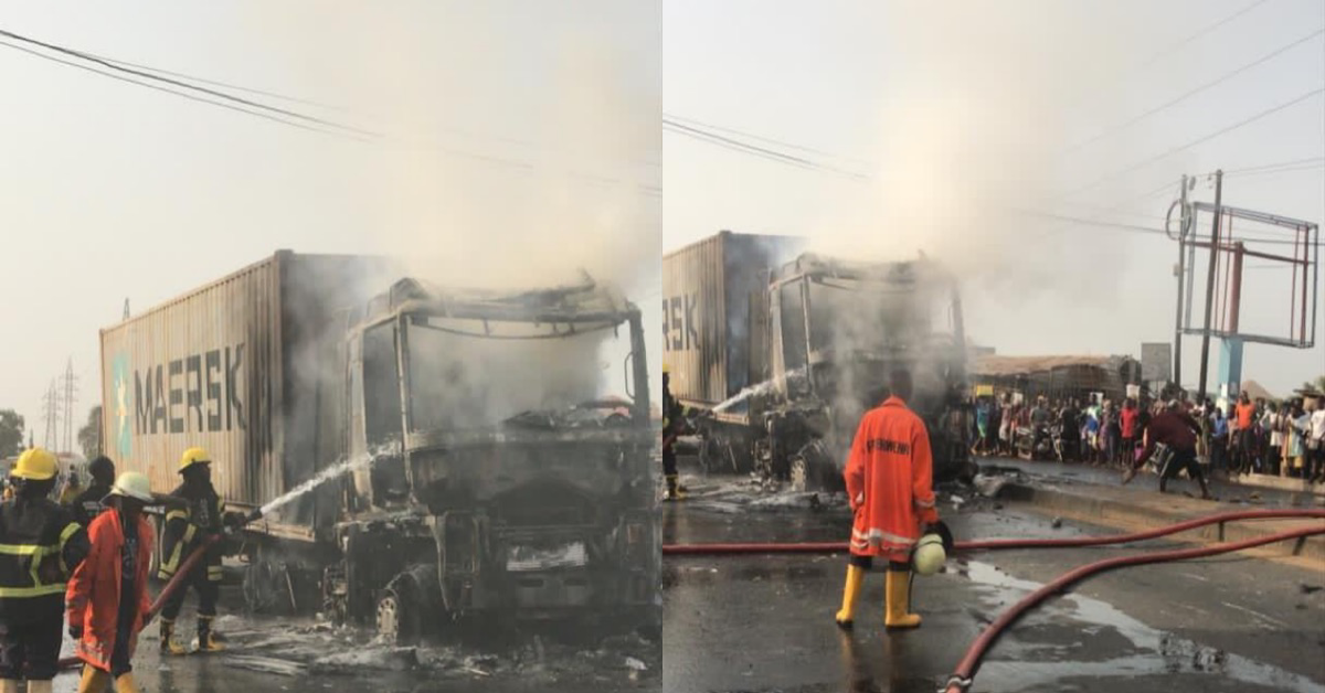 Truck Engulfs in Flames at PMB in Eastern Freetown