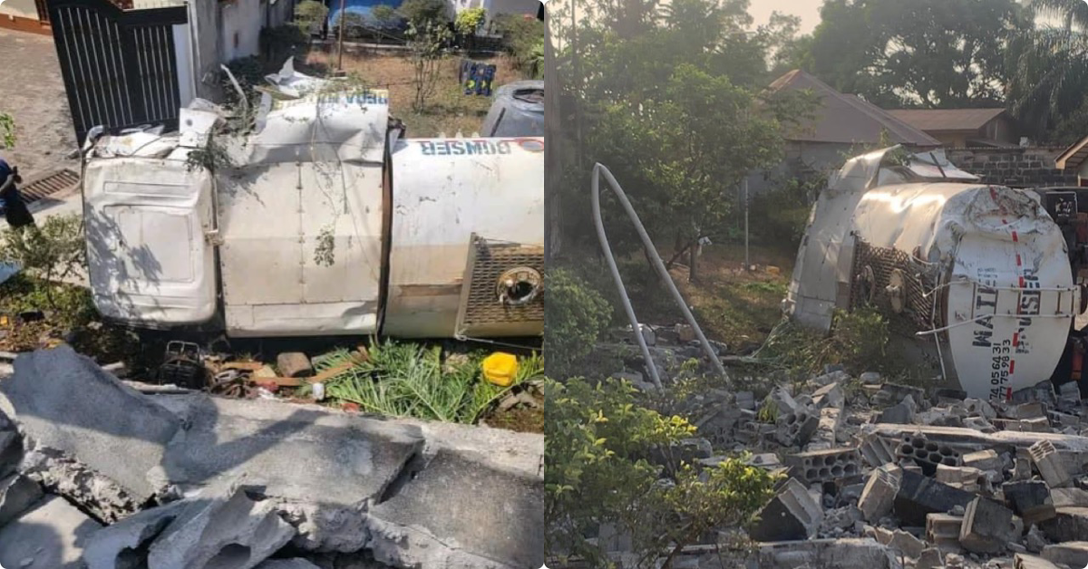 Tanker Carrying Water Crashes into Compound Near 30 Junction, Freetown