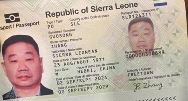 Netizen Reacts to Viral Photo of Chinese National With Sierra Leonean Passport