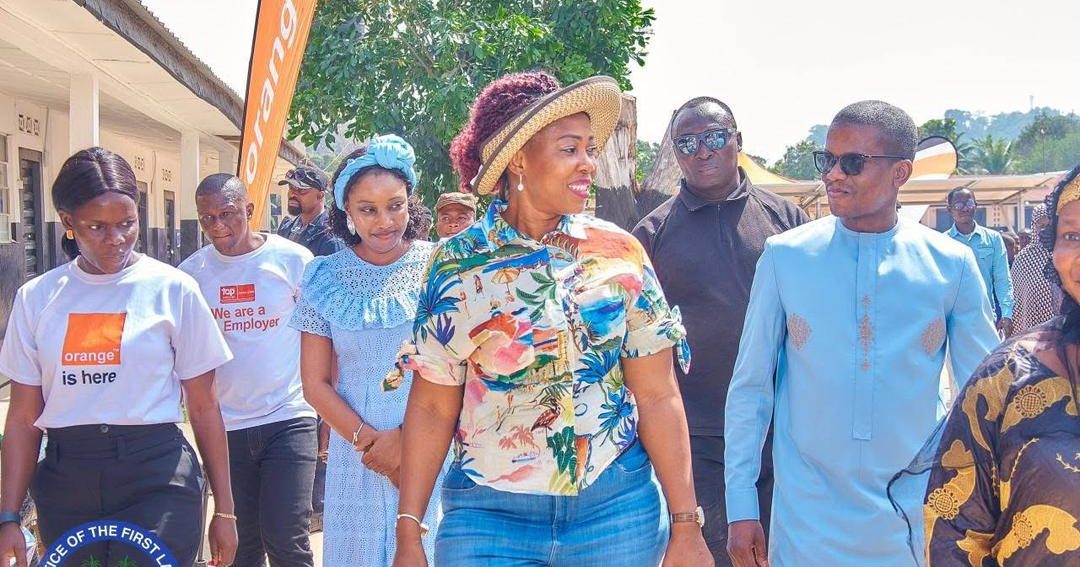 First Lady Fatima Bio Hands Over Orange Digital School Kits to Ansarul Primary School in Kono