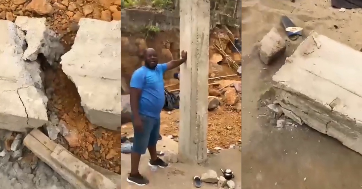 Construction Site Owner Accuses Contractor of Fraud and Poor Workmanship After Weak Pillar Collapses in Viral Video