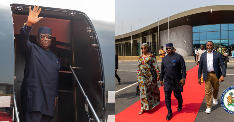 Sierra Leone’s President Julius Maada Bio and First Lady Fatima Maada Bio Depart for Liberia