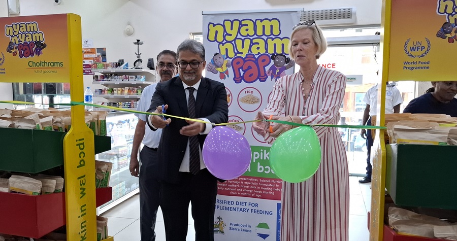 WFP, Ministry of Health, and Choithrams Promote Nyam Nyam Pap in Freetown to Support Child Nutrition