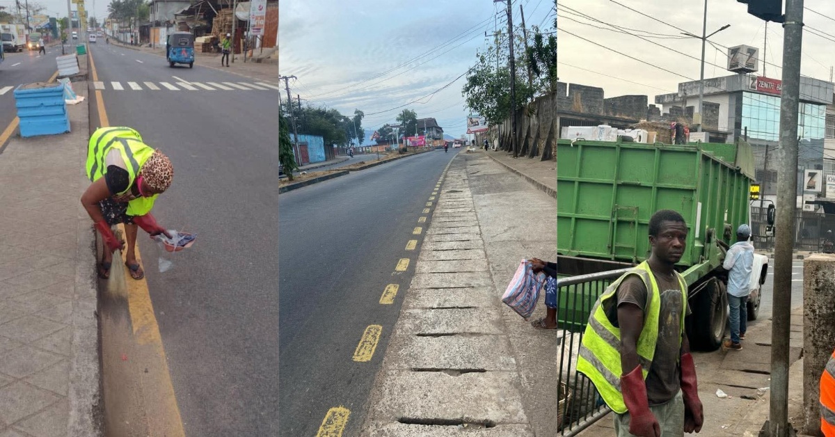 Mayor Aki-Sawyerr Commends FCC Sweepers for Keeping Freetown Clean on Public Holiday