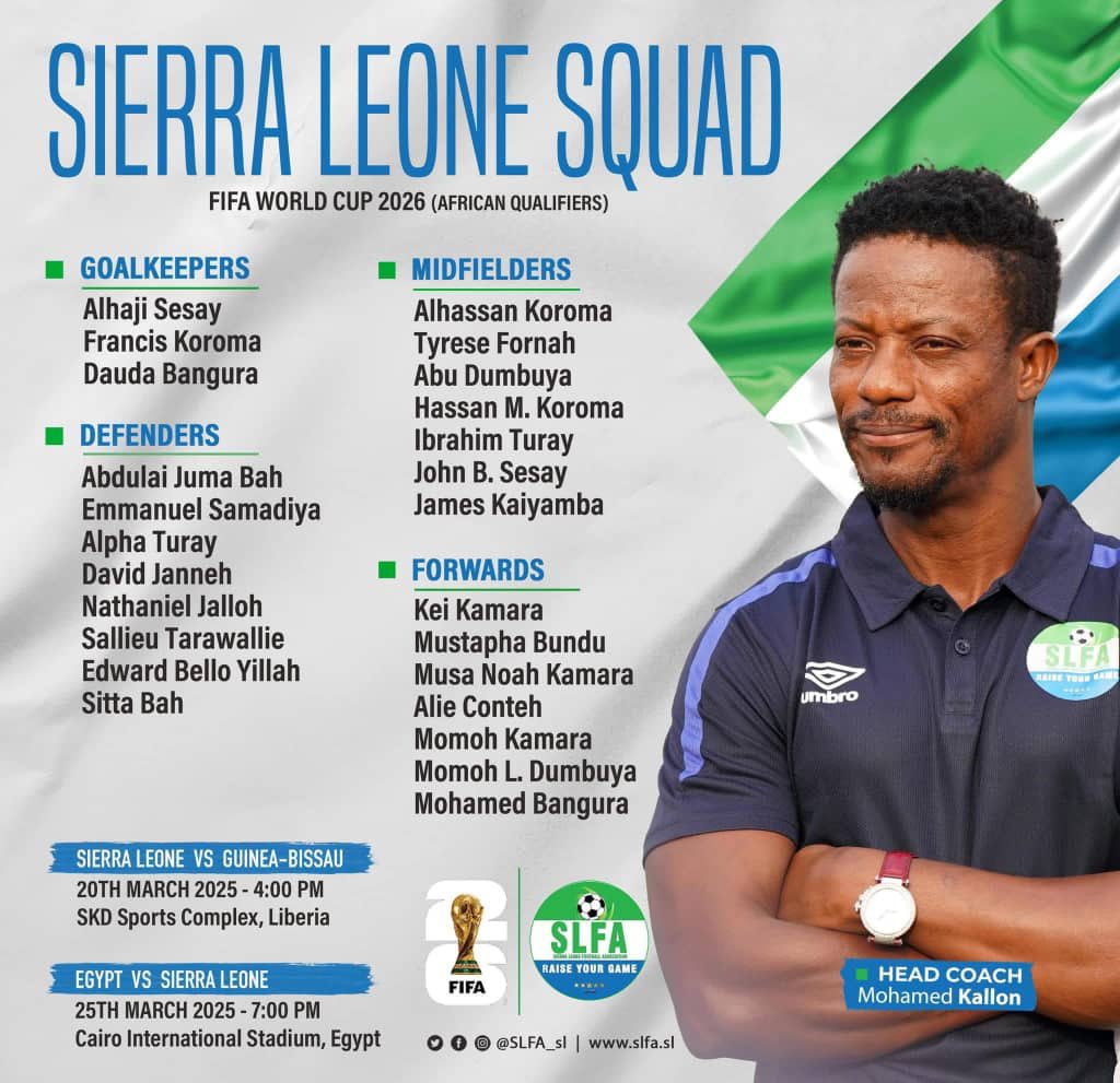 Mohamed Kallon Announces First Leone Stars Squad as Head Coach
