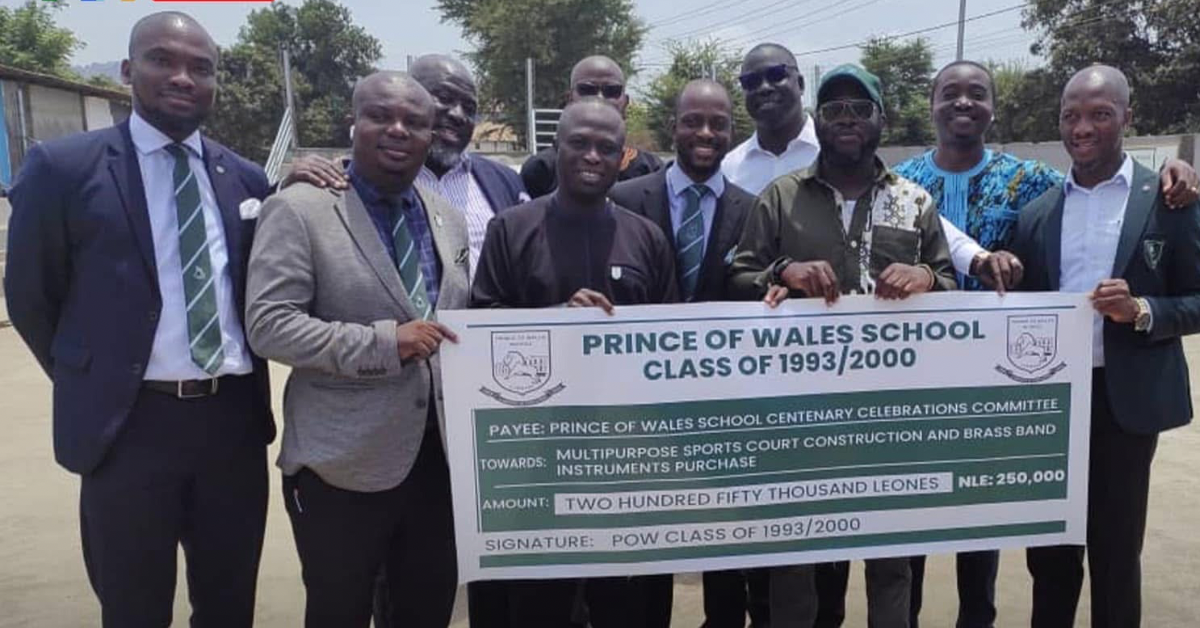 Prince of Wales Secondary School Class of 1993/2000 Donates NLe250,000 for Centenary Celebrations