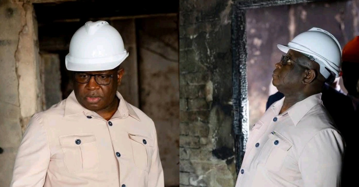 President Bio Inspects Fire-Damaged Sections of State House