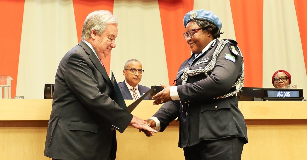 UN Secretary-General, Antonio Guterres Congratulates Sierra Leonean Policewoman on Award