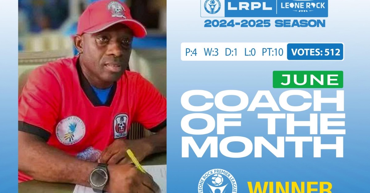 Bai Bureh Warriors Head Coach, Francis Zappa Koroma Wins Coach of the Month for June