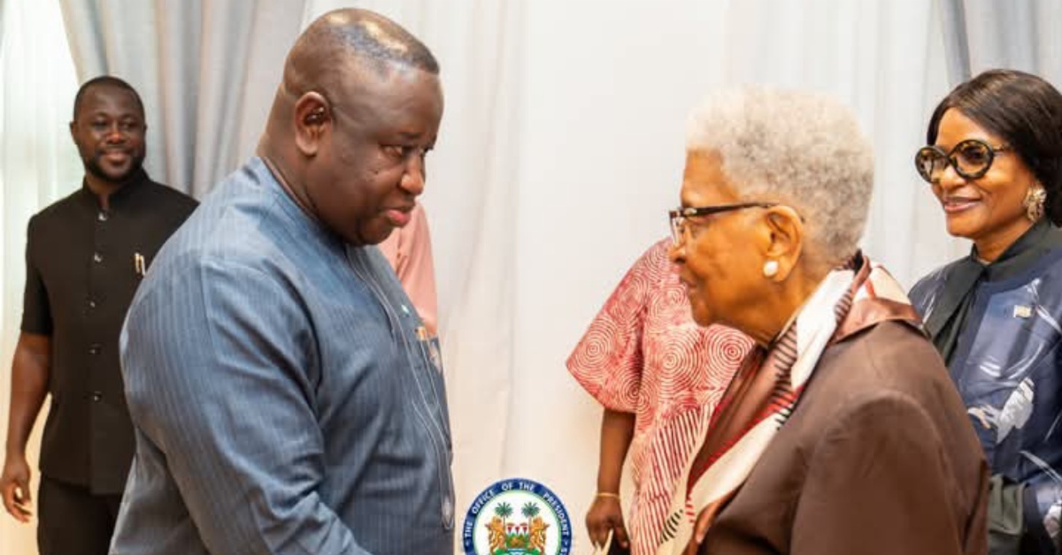 Former Liberian President Ellen Johnson Sirleaf Visits President Bio at State House in Freetown