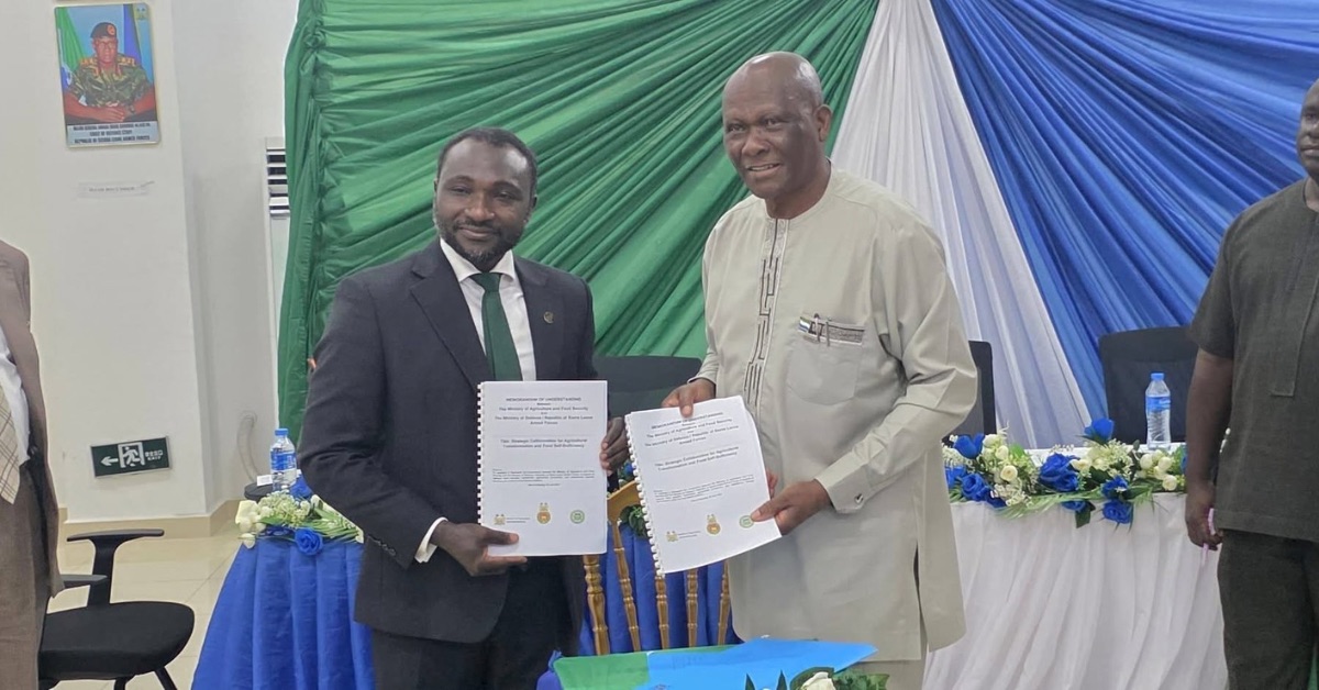 Agriculture and Defense Ministries Sign MOU to Strengthen Food Security in Sierra Leone