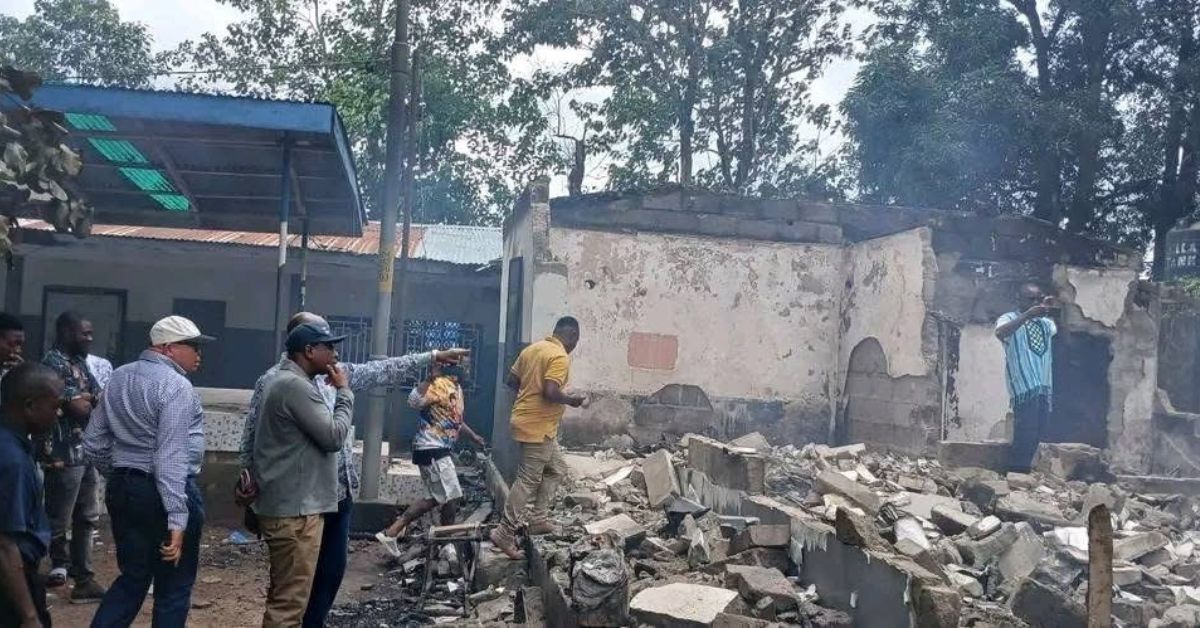 Education Minister Conrad Sackey Assesses Damage at Benevolent School After Devastating Fire Incident