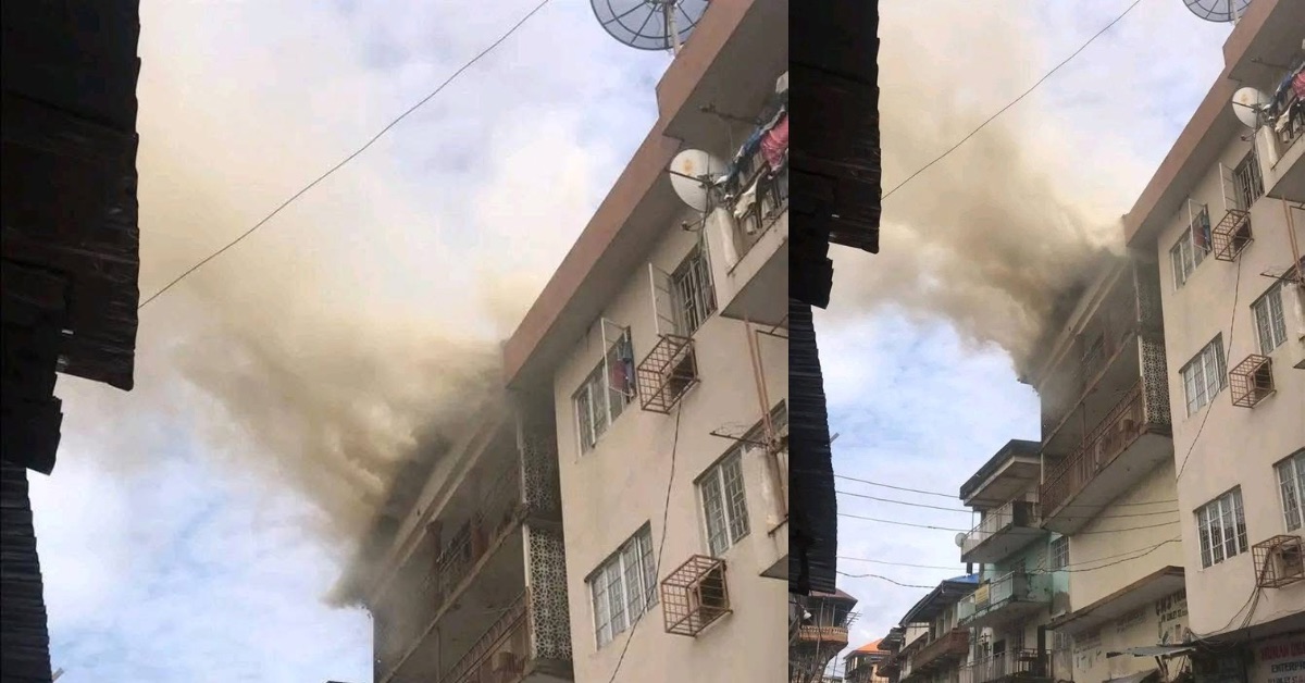 Fire Engulfs Top Floor of Three-Storey Building in Freetown