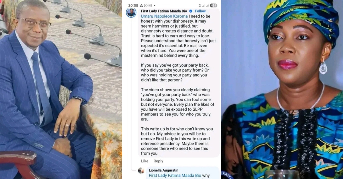 Umaru Napoleon Koroma Denies First Lady’s Allegations, Affirms Loyalty to SLPP and President Bio