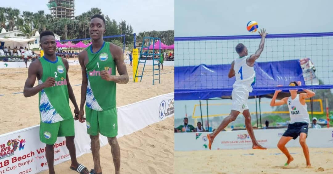 Sierra Leone’s U18 Beach Volleyball Secure Semi-Finals at CAVB Youth Tournament in Banjul