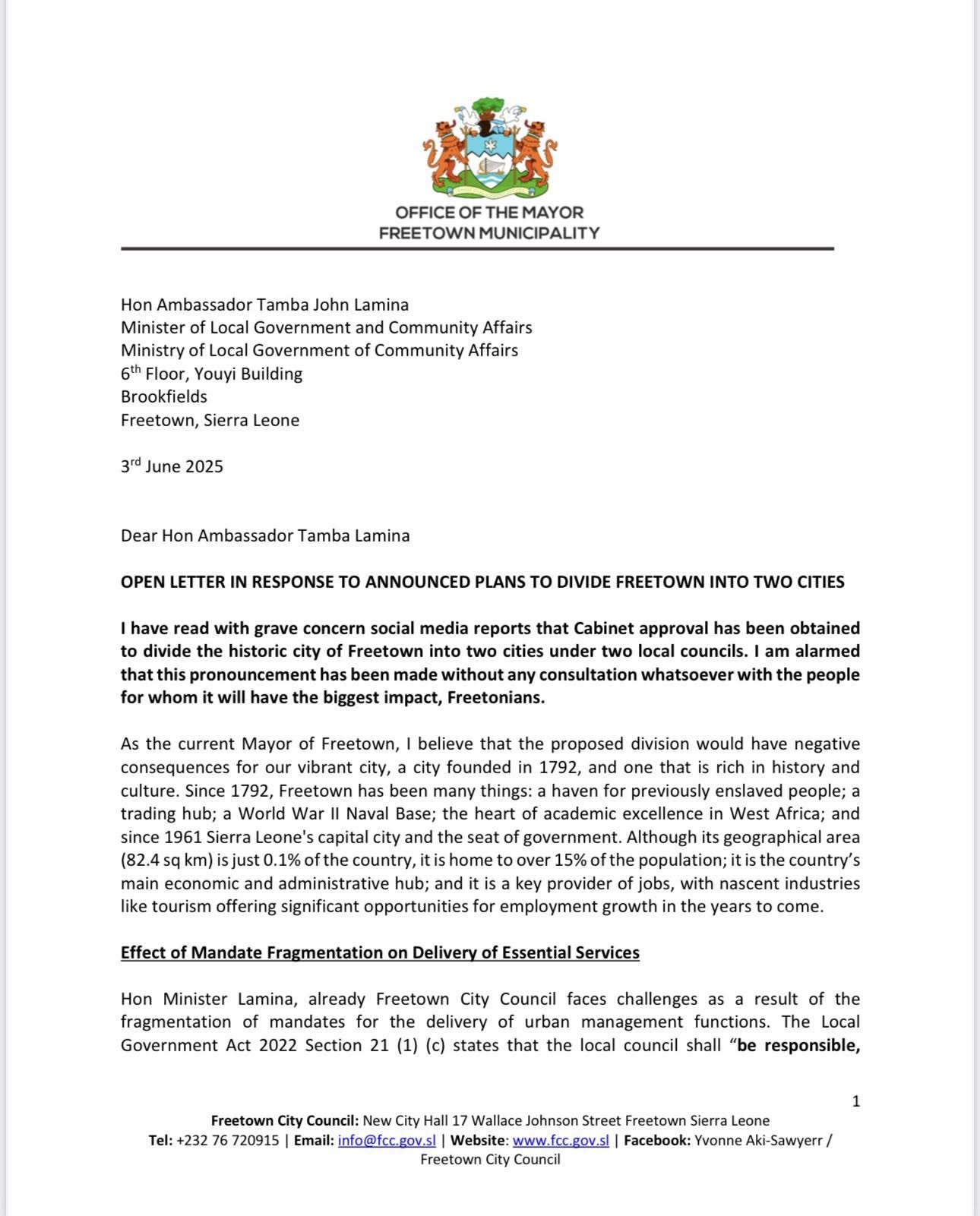 An Open Letter To The Local Government Minister