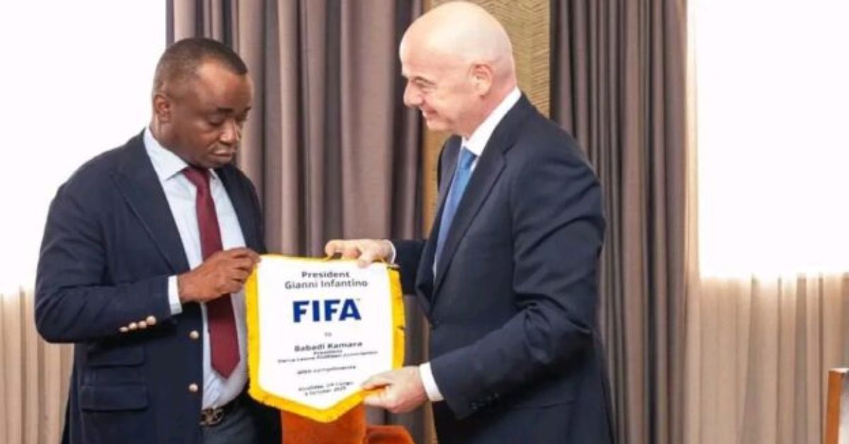 SLFA President Babadi Kamara Meets FIFA President Gianni Infantino in Kinshasa