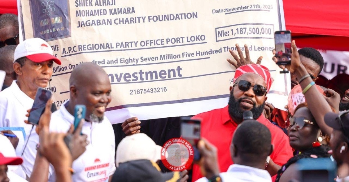 Jagaban Donates Over Le 1 Billion for APC Bai Bureh Hall Expansion Project in Port Loko