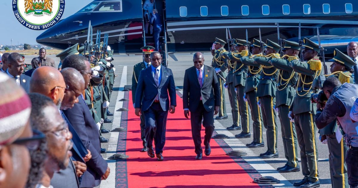 President Julius Maada Bio Arrives in Angola for EU–AU Summit