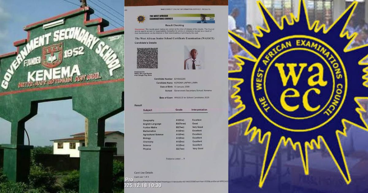 Kenema Government Secondary School Demands Recognition After WAEC Releases Withheld Result of Top Student