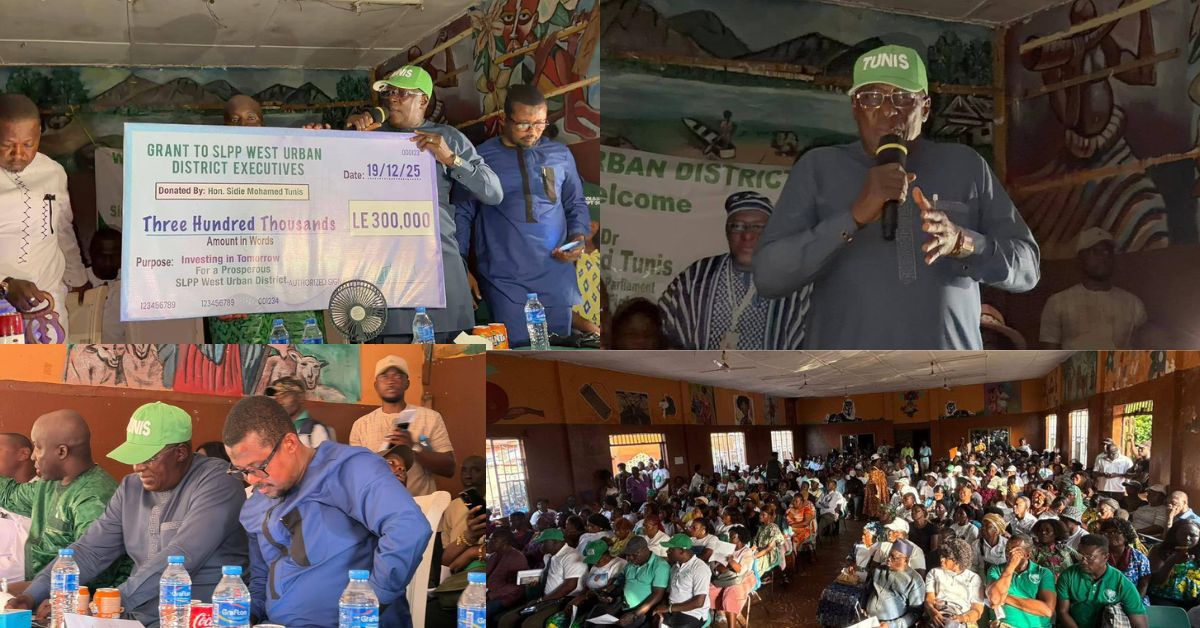 Sidie Tunis Donates NLe 300,000 Boost to SLPP West Urban, Strengthens Grassroots Drive Toward 2028