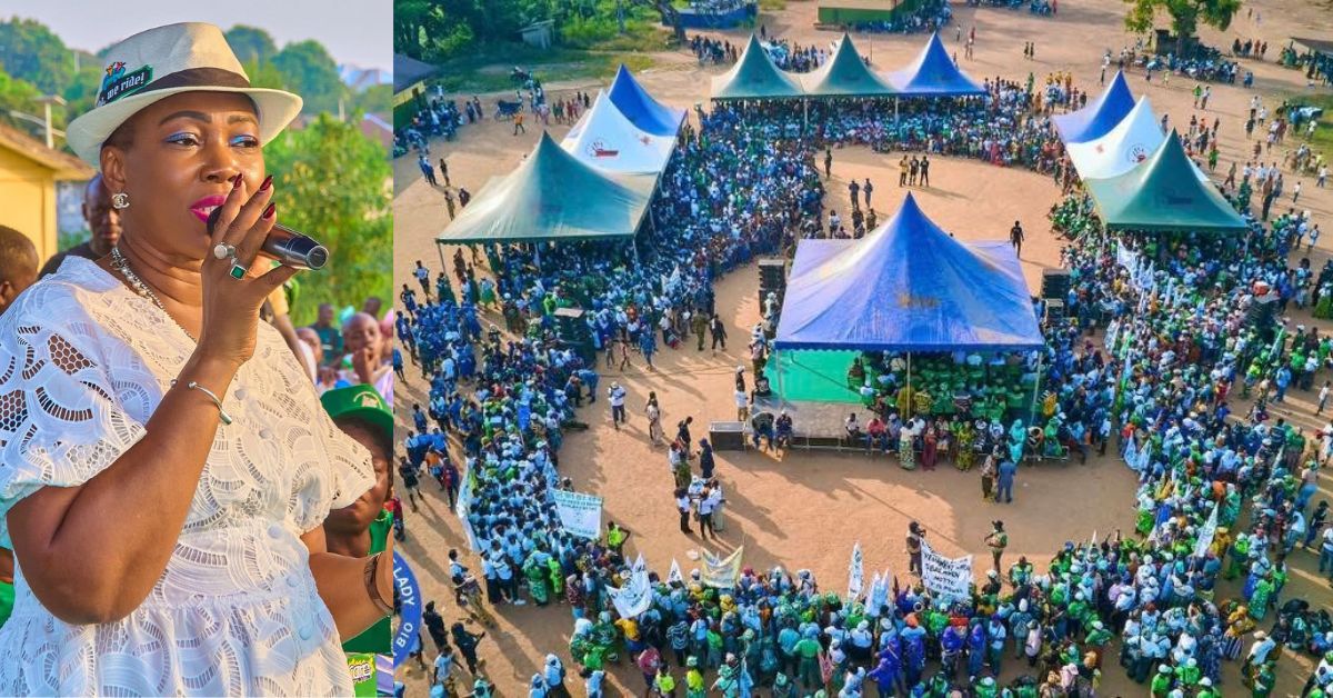 First Lady Fatima Bio Commends Women’s Solidarity After Warm Reception in Kailahun