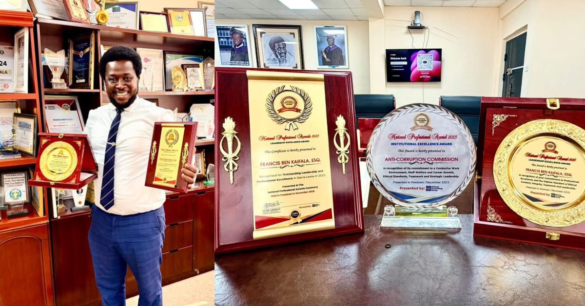 ACC Commissioner Francis Ben Kaifala Bags Three National Awards in One Night