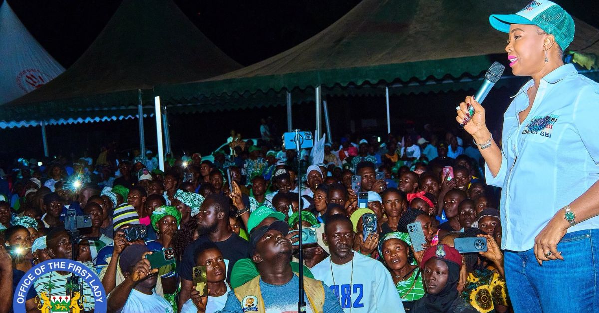 First Lady Reaffirms Support for Women’s Empowerment After Warm Reception in Kenema