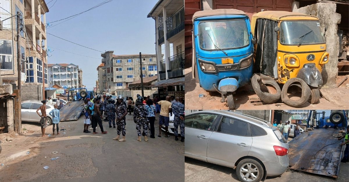 Police Begin Clearance of Illegal Structures, Abandoned Vehicles on Edward Street in Freetown